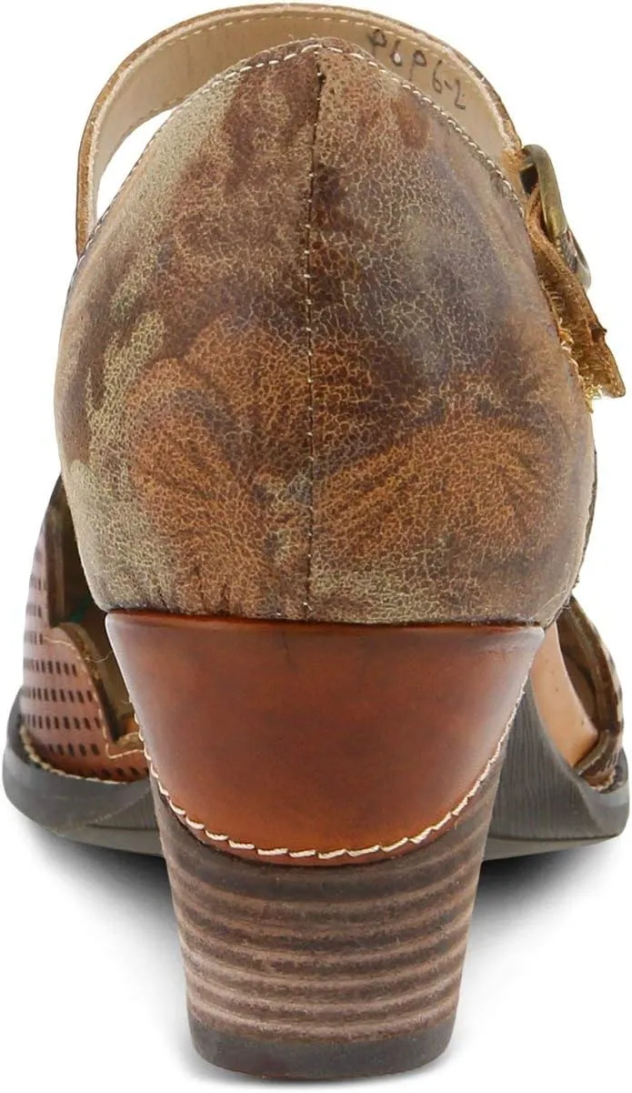 L'Artiste Parchelle Women's Hand Painted Leather D'Orsay Shoes with Strap
