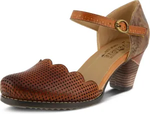 L'Artiste Parchelle Women's Hand Painted Leather D'Orsay Shoes with Strap