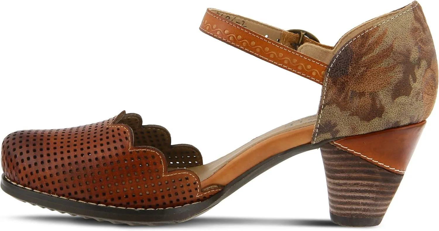 L'Artiste Parchelle Women's Hand Painted Leather D'Orsay Shoes with Strap