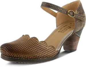 L'Artiste Parchelle Women's Hand Painted Leather D'Orsay Shoes with Strap