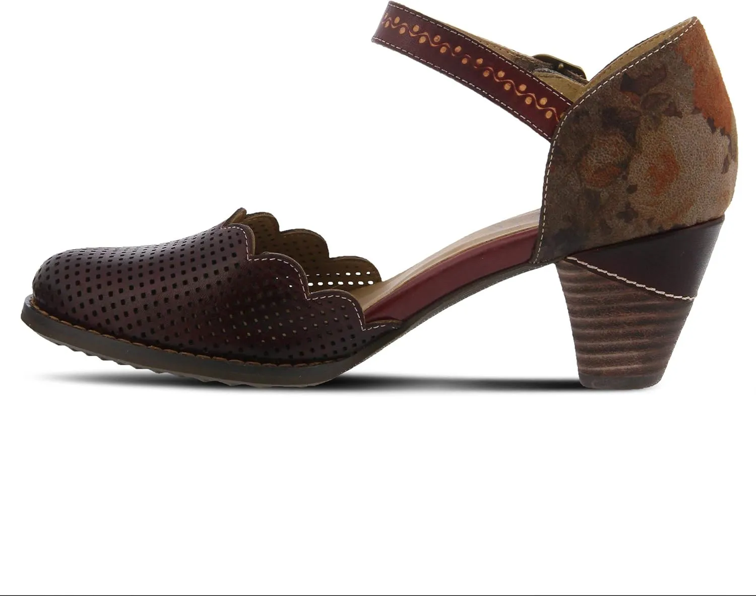 L'Artiste Parchelle Women's Hand Painted Leather D'Orsay Shoes with Strap