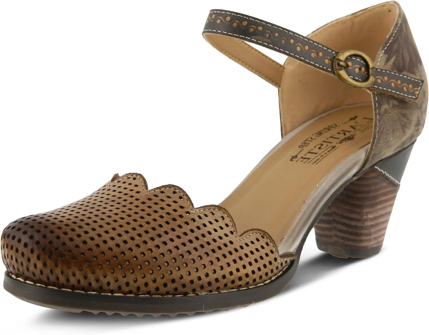 L'Artiste Parchelle Women's Hand Painted Leather D'Orsay Shoes with Strap