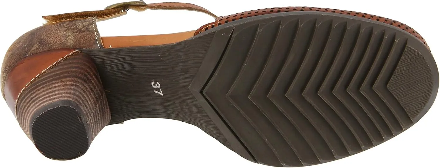 L'Artiste Parchelle Women's Hand Painted Leather D'Orsay Shoes with Strap