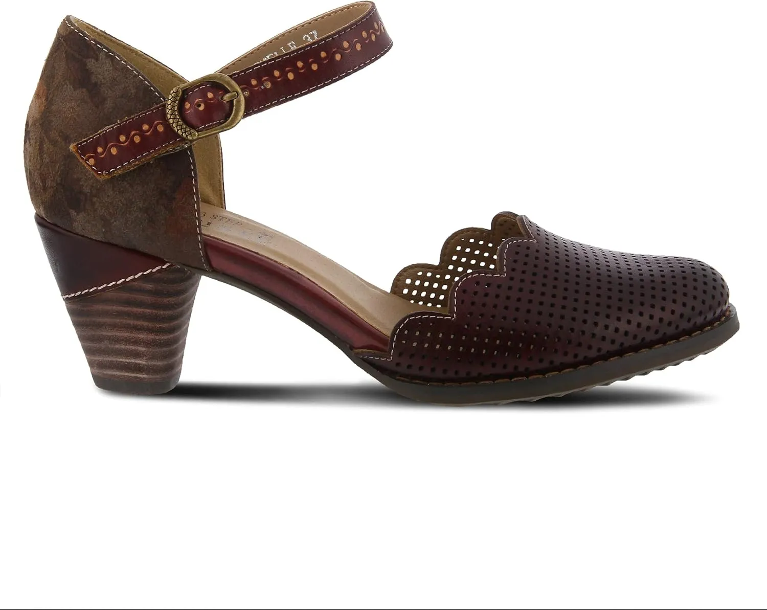 L'Artiste Parchelle Women's Hand Painted Leather D'Orsay Shoes with Strap