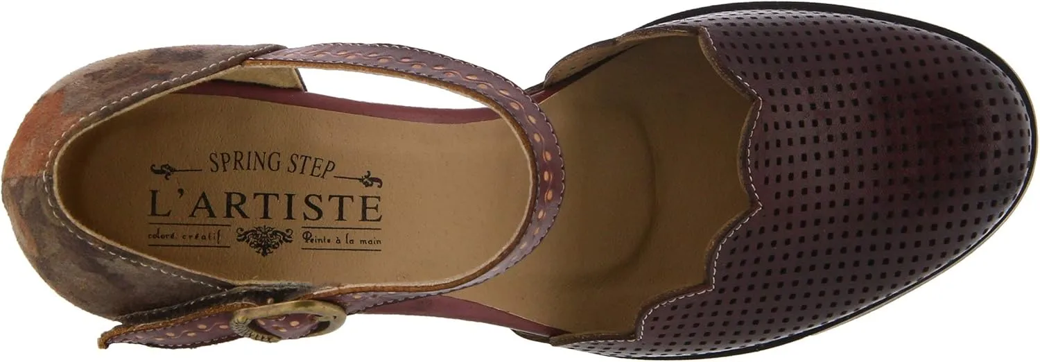 L'Artiste Parchelle Women's Hand Painted Leather D'Orsay Shoes with Strap