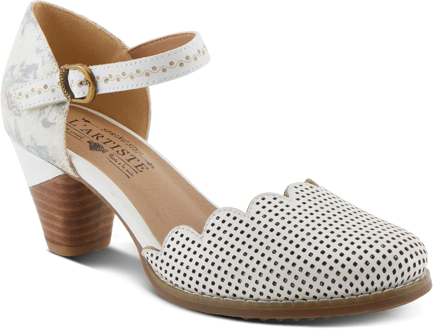 L'Artiste Parchelle Women's Hand Painted Leather D'Orsay Shoes with Strap