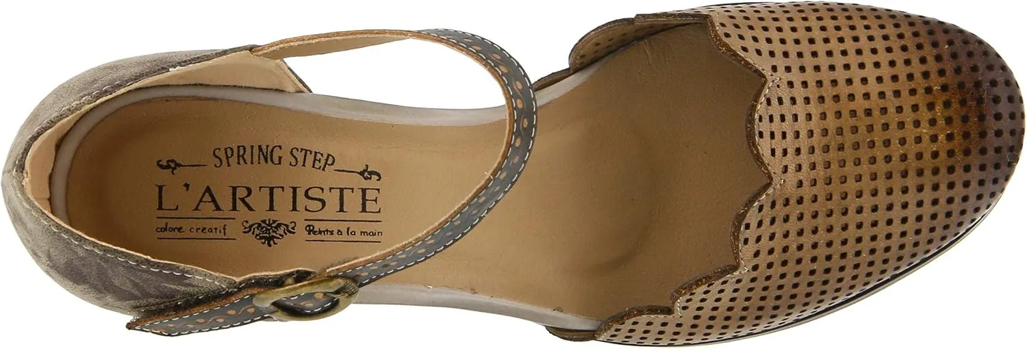 L'Artiste Parchelle Women's Hand Painted Leather D'Orsay Shoes with Strap