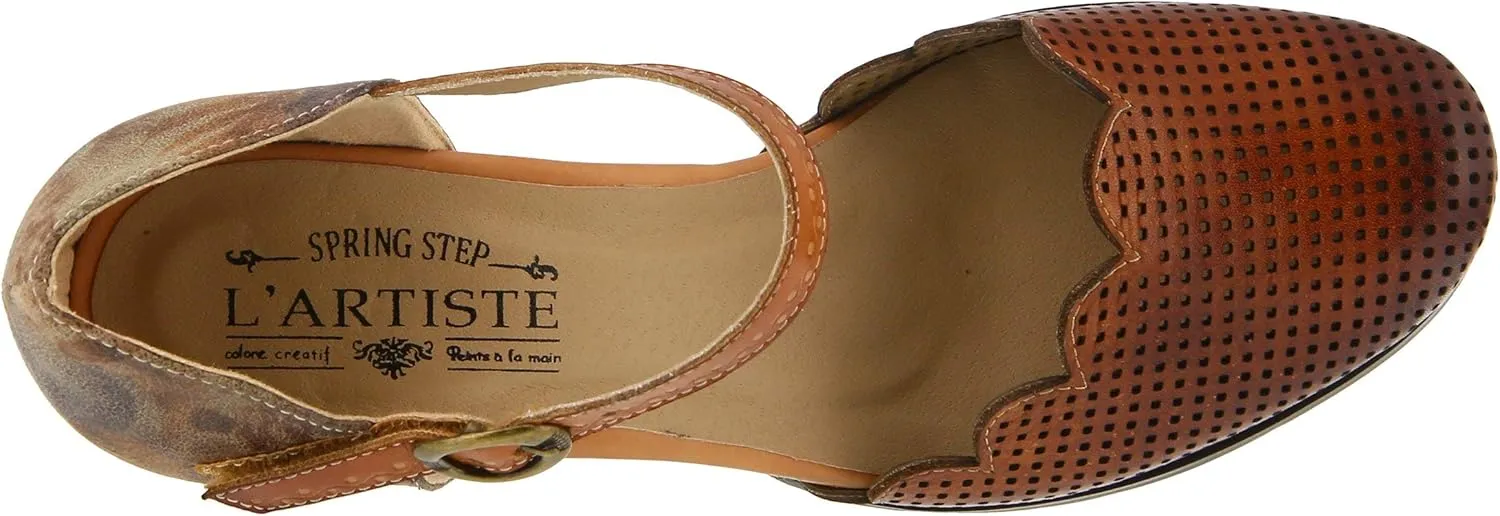 L'Artiste Parchelle Women's Hand Painted Leather D'Orsay Shoes with Strap