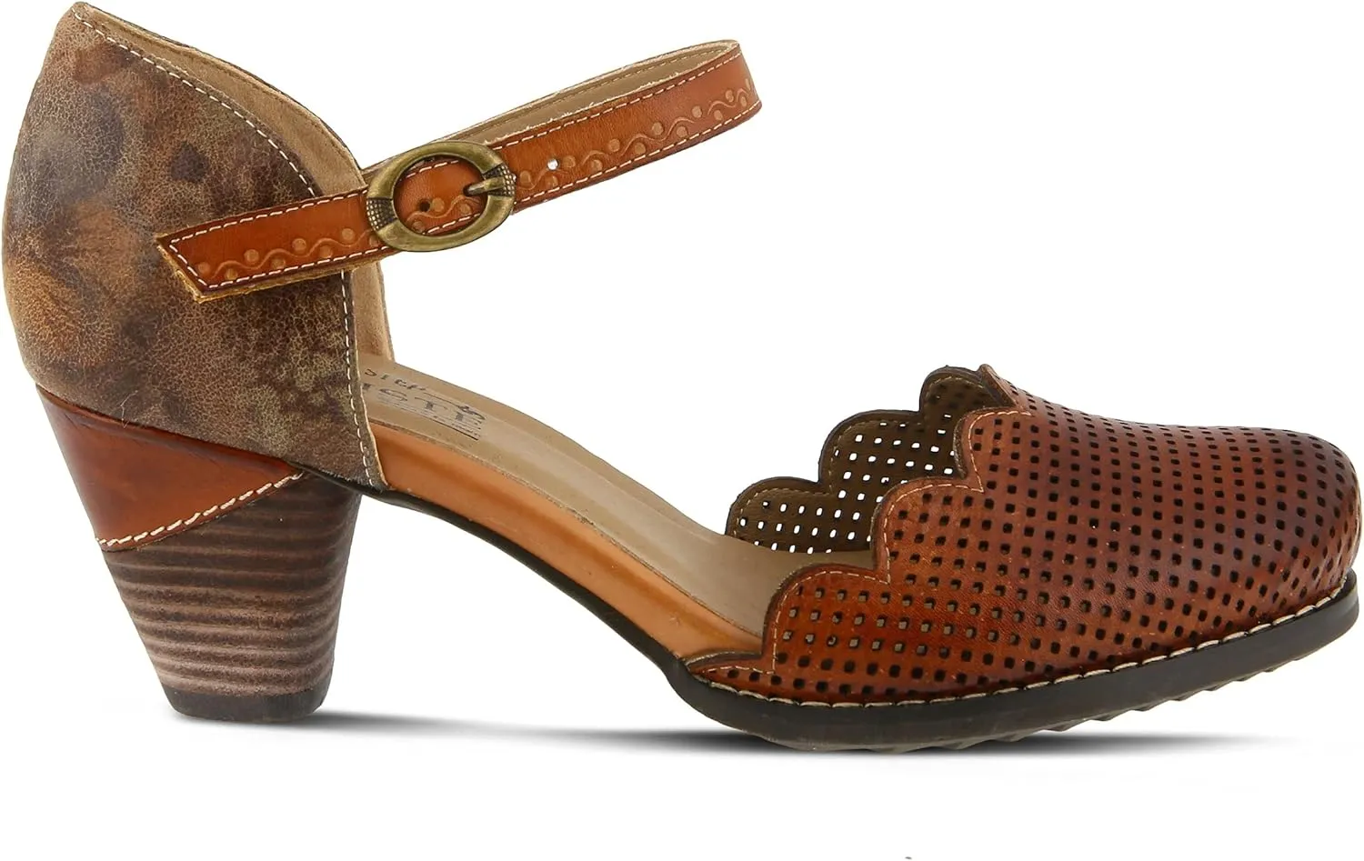 L'Artiste Parchelle Women's Hand Painted Leather D'Orsay Shoes with Strap