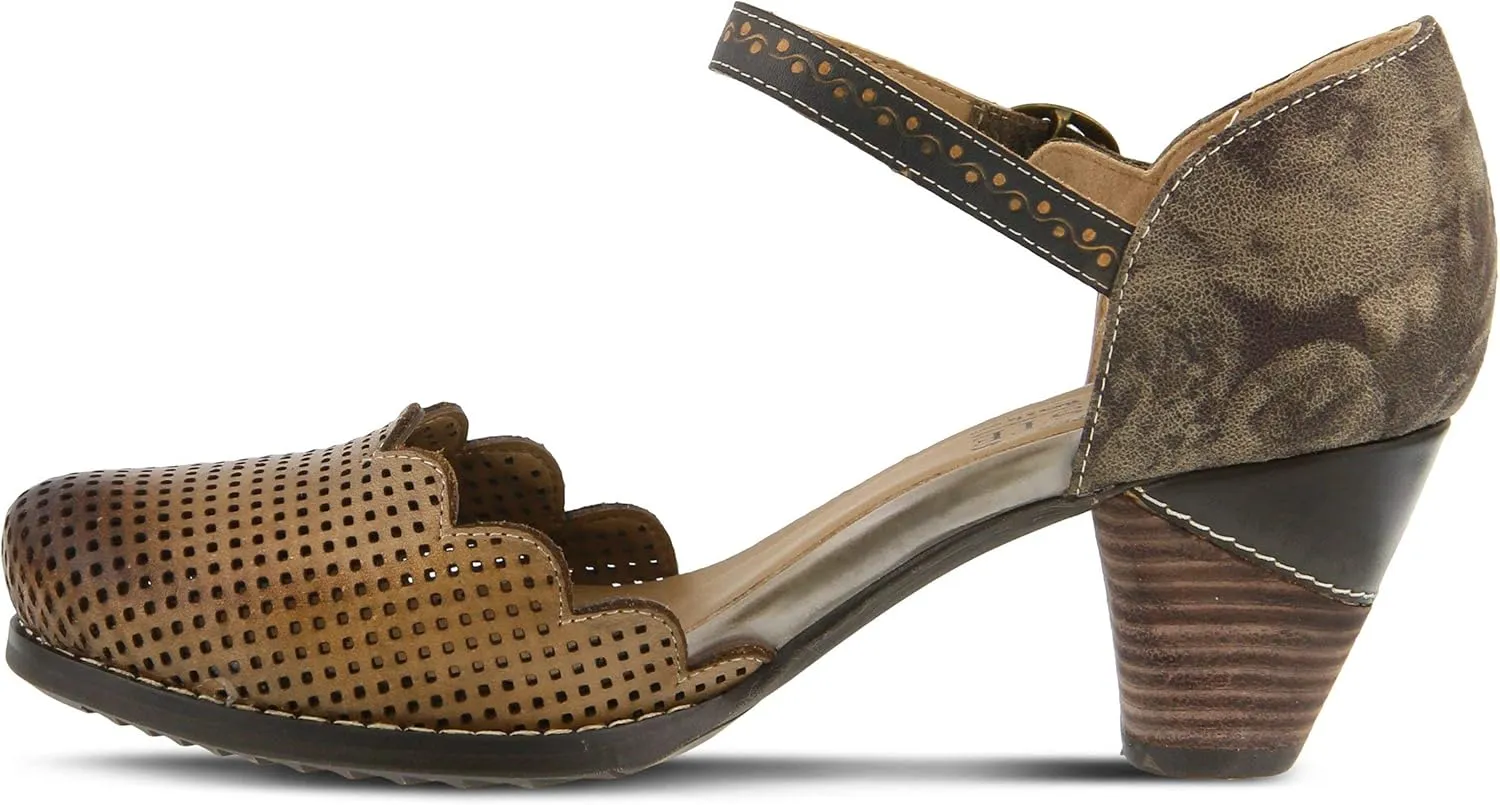 L'Artiste Parchelle Women's Hand Painted Leather D'Orsay Shoes with Strap