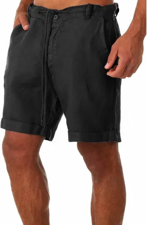 Lastesso Swim Trunks Men Comfy Cotton Linen Shorts with Pockets Drawstring Lounge Boardshorts Lightweight Summer Beachwear