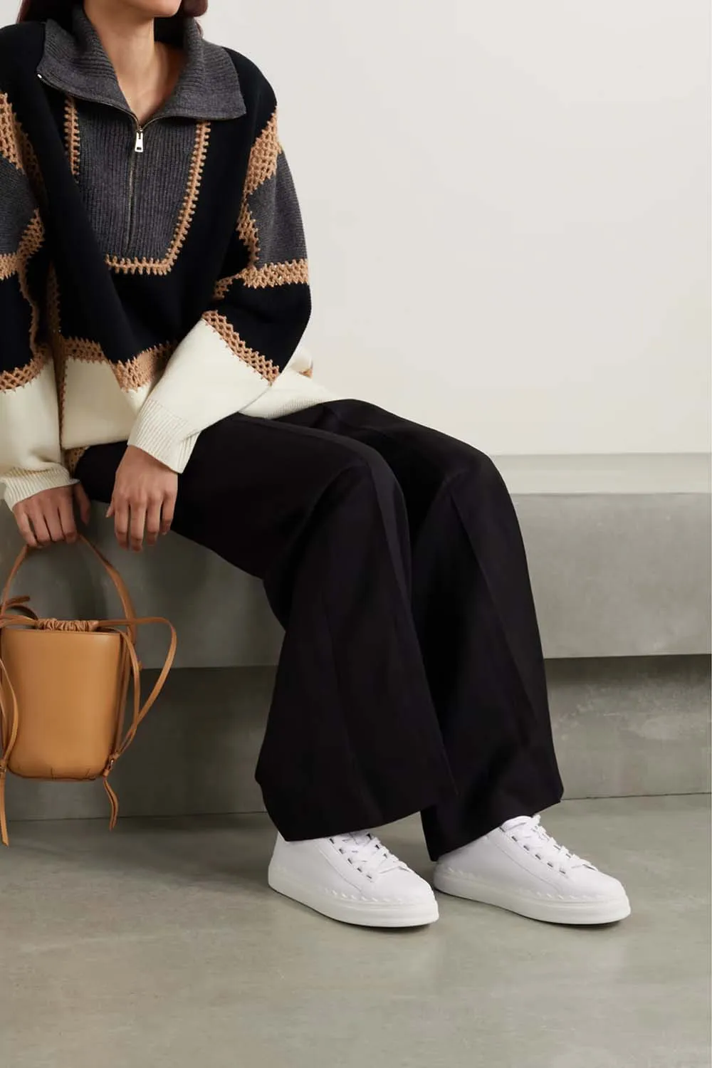 Lauren Scalloped Leather Sneakers