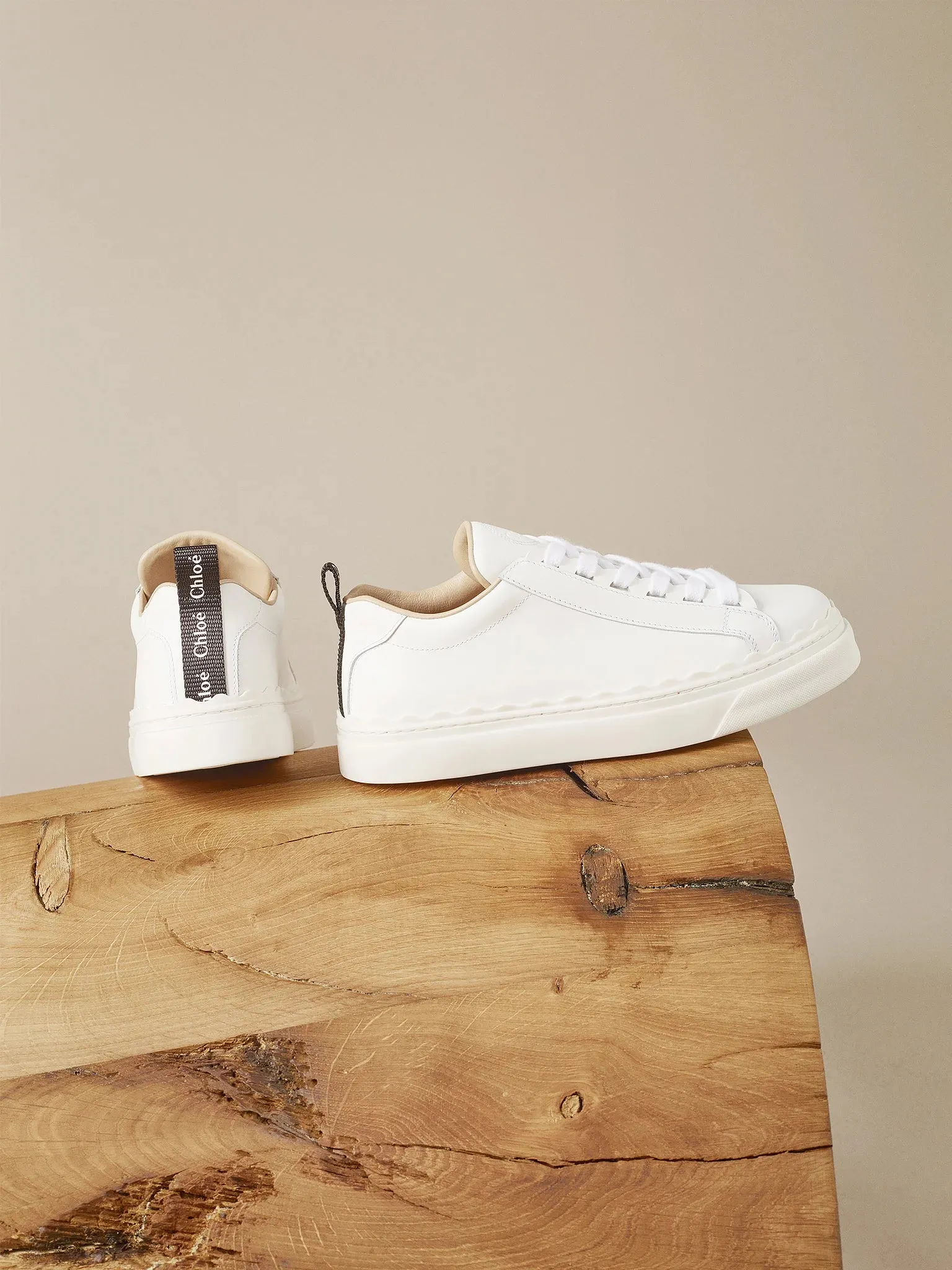Lauren Scalloped Leather Sneakers