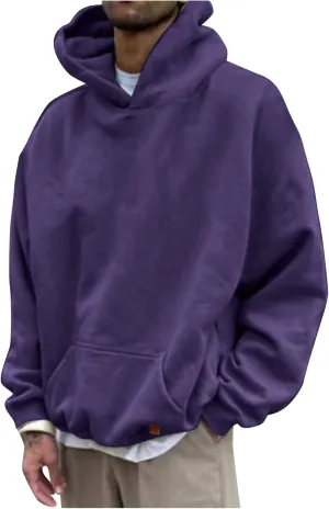LCMTWX Mens Hoodies Pullover Casual Loose Solid Hooded Sweater Top Pullover Hooded Sweatshirt for Men Heavyweight Fleece