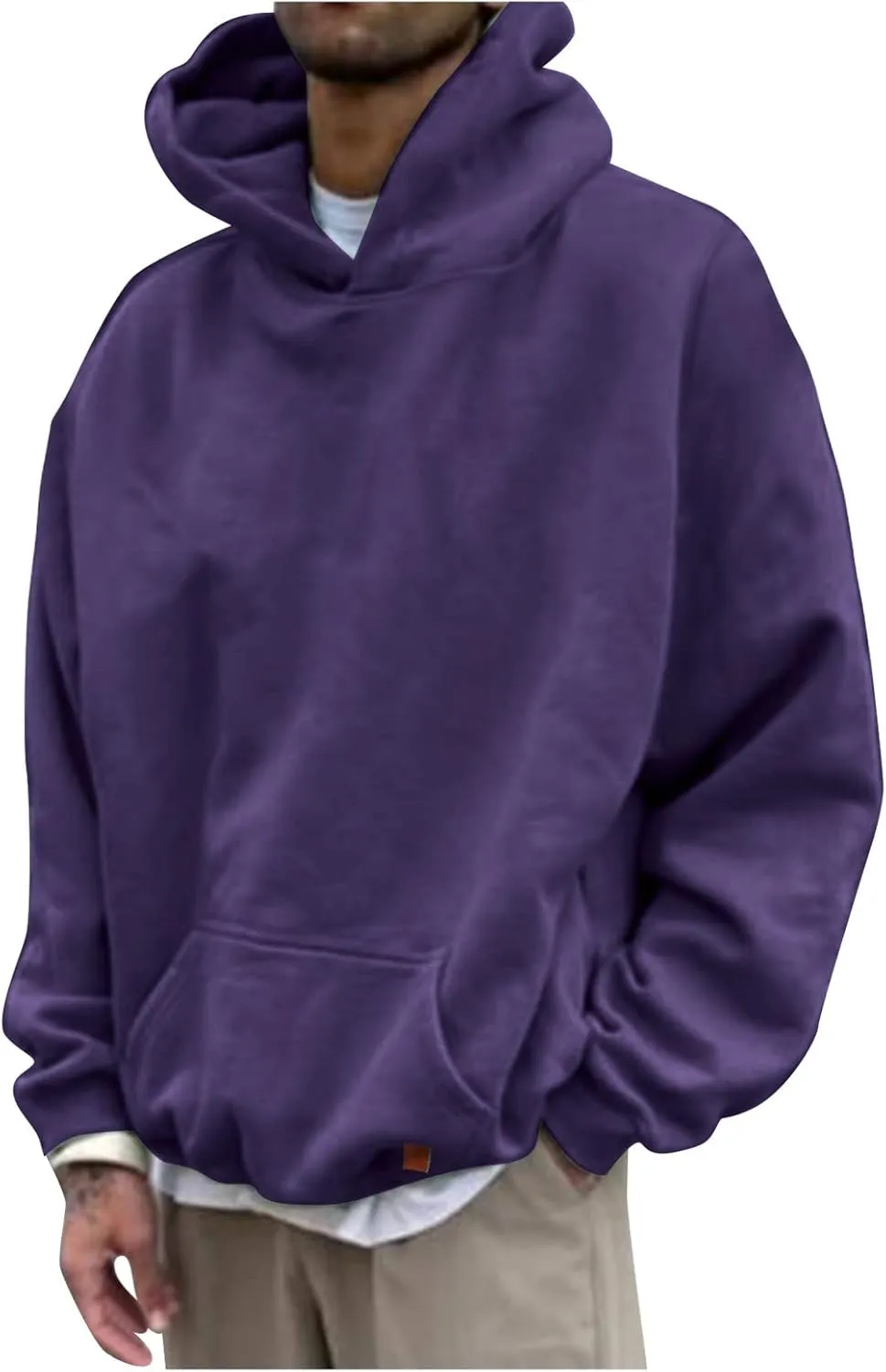 LCMTWX Mens Hoodies Pullover Casual Loose Solid Hooded Sweater Top Pullover Hooded Sweatshirt for Men Heavyweight Fleece