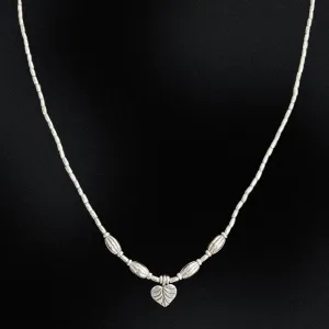Leafy Heart Hill Tribe Silver Beaded Necklace