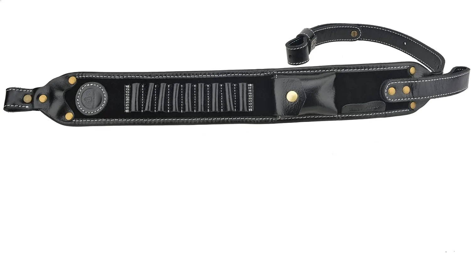 Leather Rifle Shoulder Sling with Cartidge Shell Holder