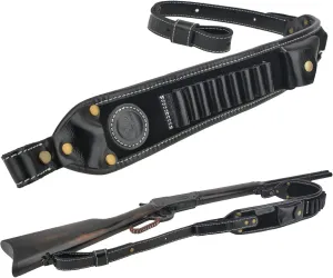 Leather Rifle Shoulder Sling with Cartidge Shell Holder
