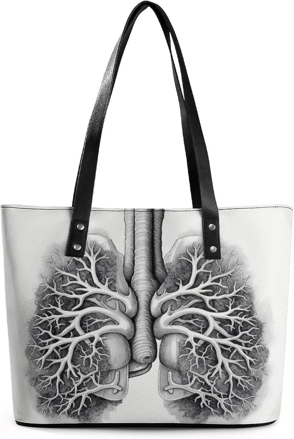 Leather Tote Bag Crossbody Bags for Women Fashion Top Handle Handbag Lungs Vector Image Ladies Shoulder Bags Casual Beach Bag Gym Bages Ladies Purses for Shopping Work Travel