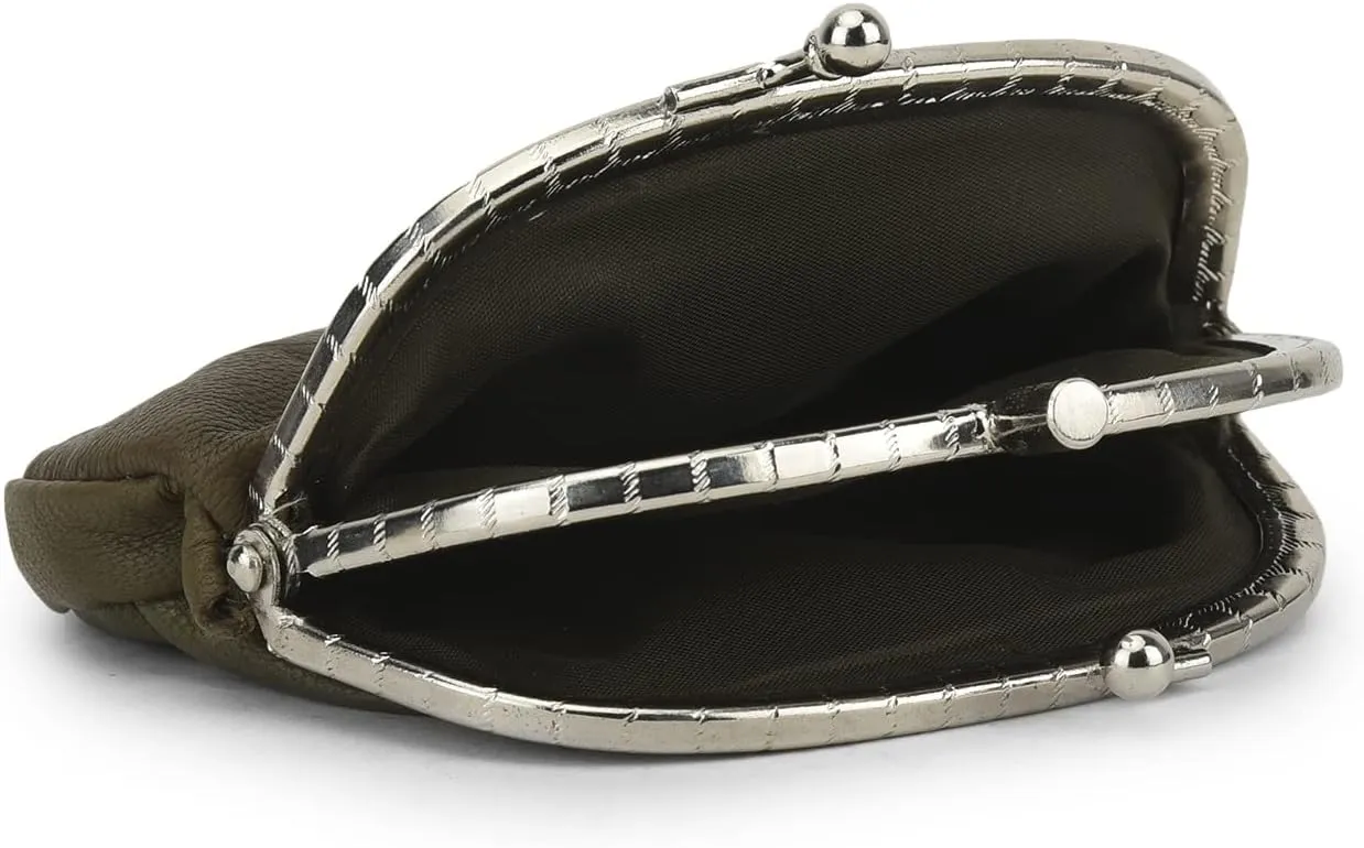 LeatherBoss Coin Purse Double Frame With Zipper Pocket (Army Green)