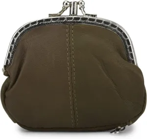 LeatherBoss Coin Purse Double Frame With Zipper Pocket (Army Green)