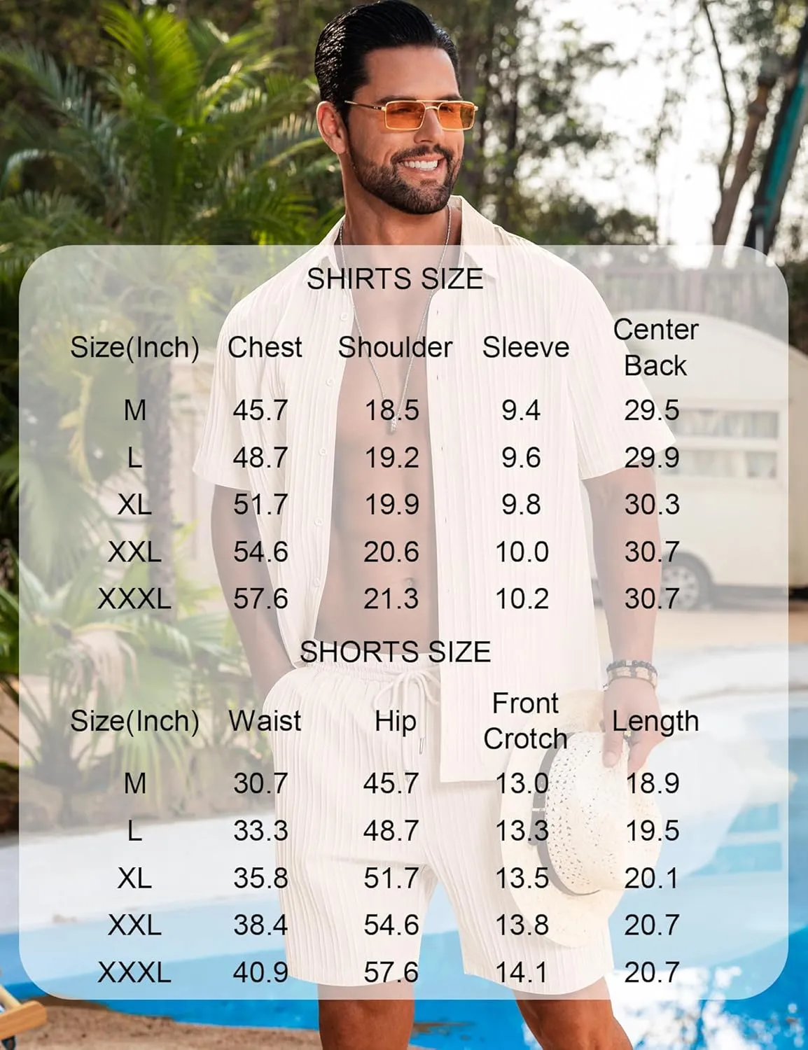 LecGee Men's 2 Piece Vertical Striped Textured Outfits Summer Casual Button Down Shirts and Shorts Matching Sets