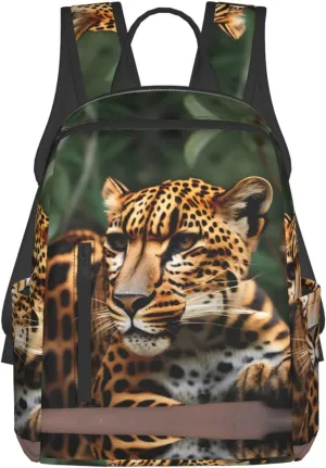 Leopard Pattern Print Lightweight Backpack, Travel Bookbag College Bag,Laptop Backpack For Men Women