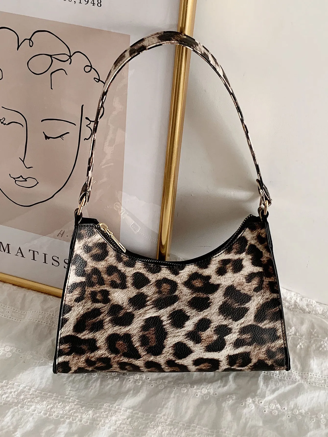 Leopard Print Baguette Bag - FD