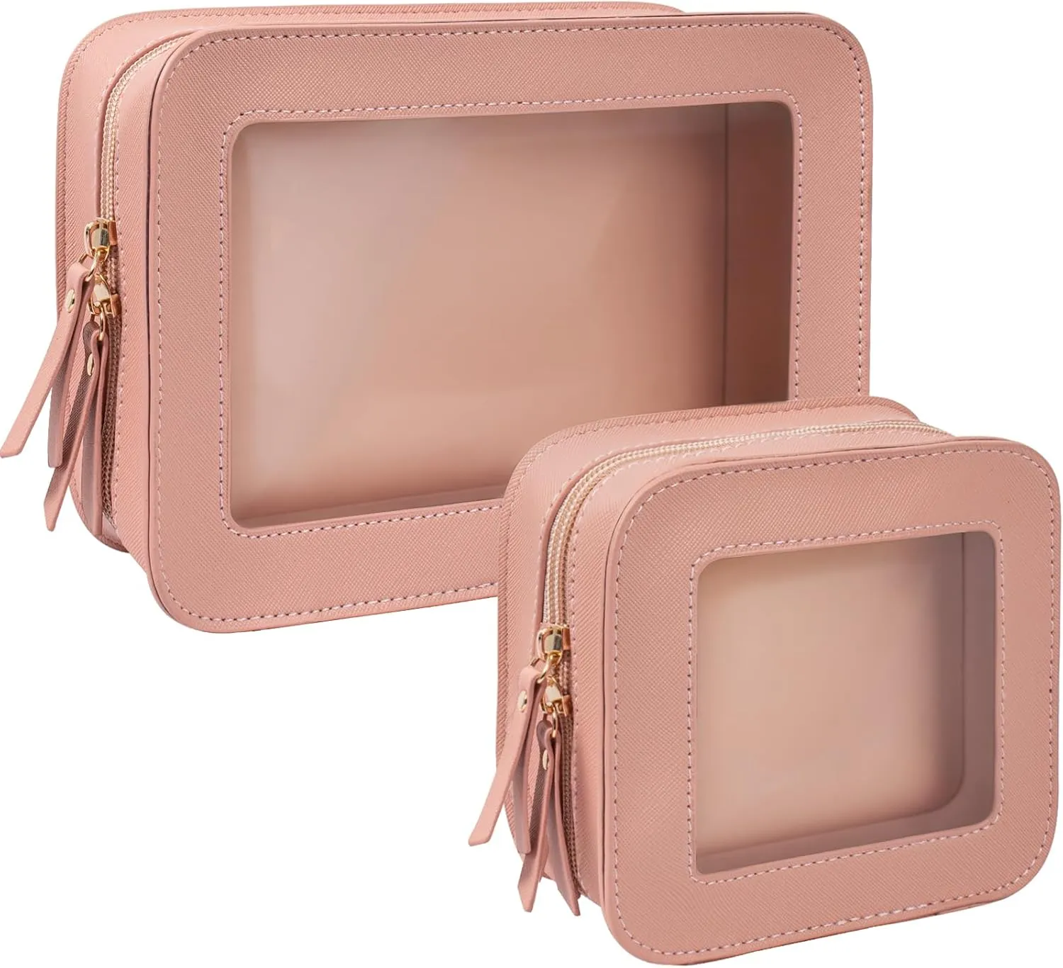 LETGO Clear Makeup Bag Set for Women Portable Clear Makeup Bag Cute Waterproof Travel Cosmetic Bag for Pink Car Essentials for Girls (Pink, Standard   Mini)
