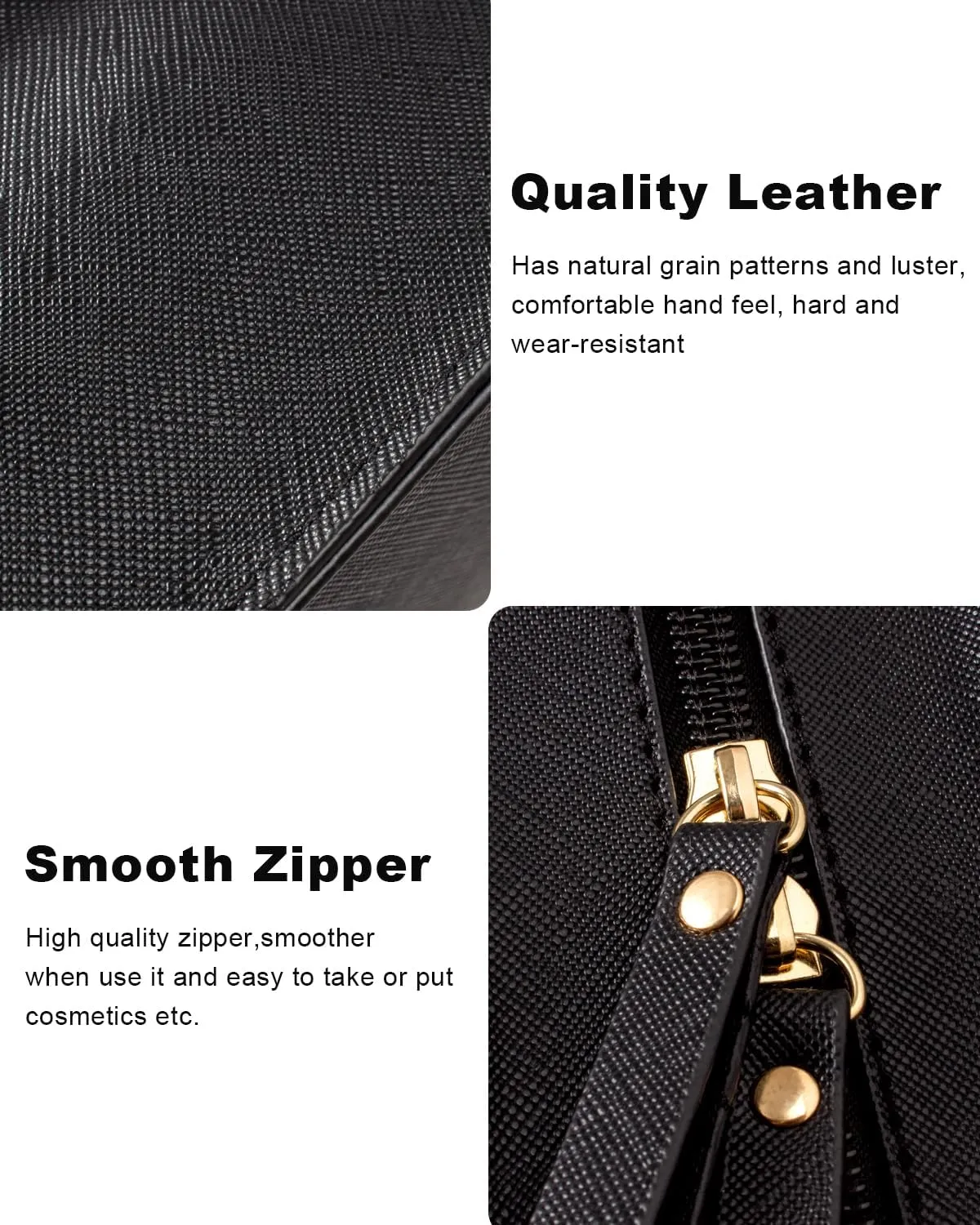 LETGO Clear Makeup Bag Set for Women Portable Clear Makeup Bag Cute Waterproof Travel Cosmetic Bag Travel Essentials Car Accessories for Women Men(Black, Standard   Mini)