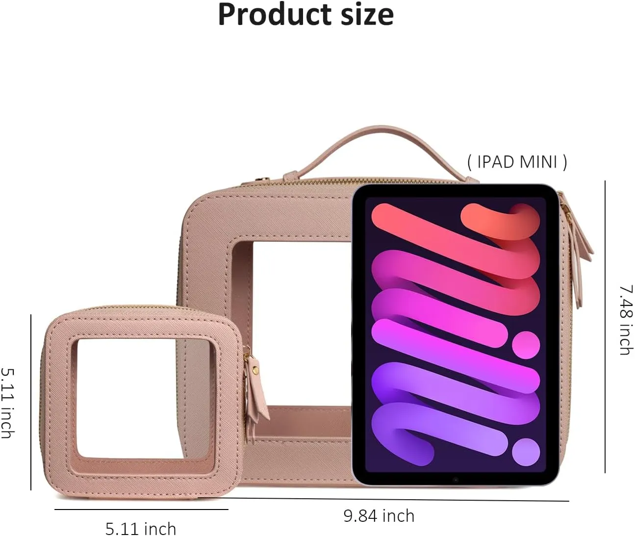 LETGO Clear Makeup Bags Set,TSA Approved Toiletry Bag with Zipper,Small Clear Comestic Bag Purse Travel Car Accessories for Women (Mini Large Nude)