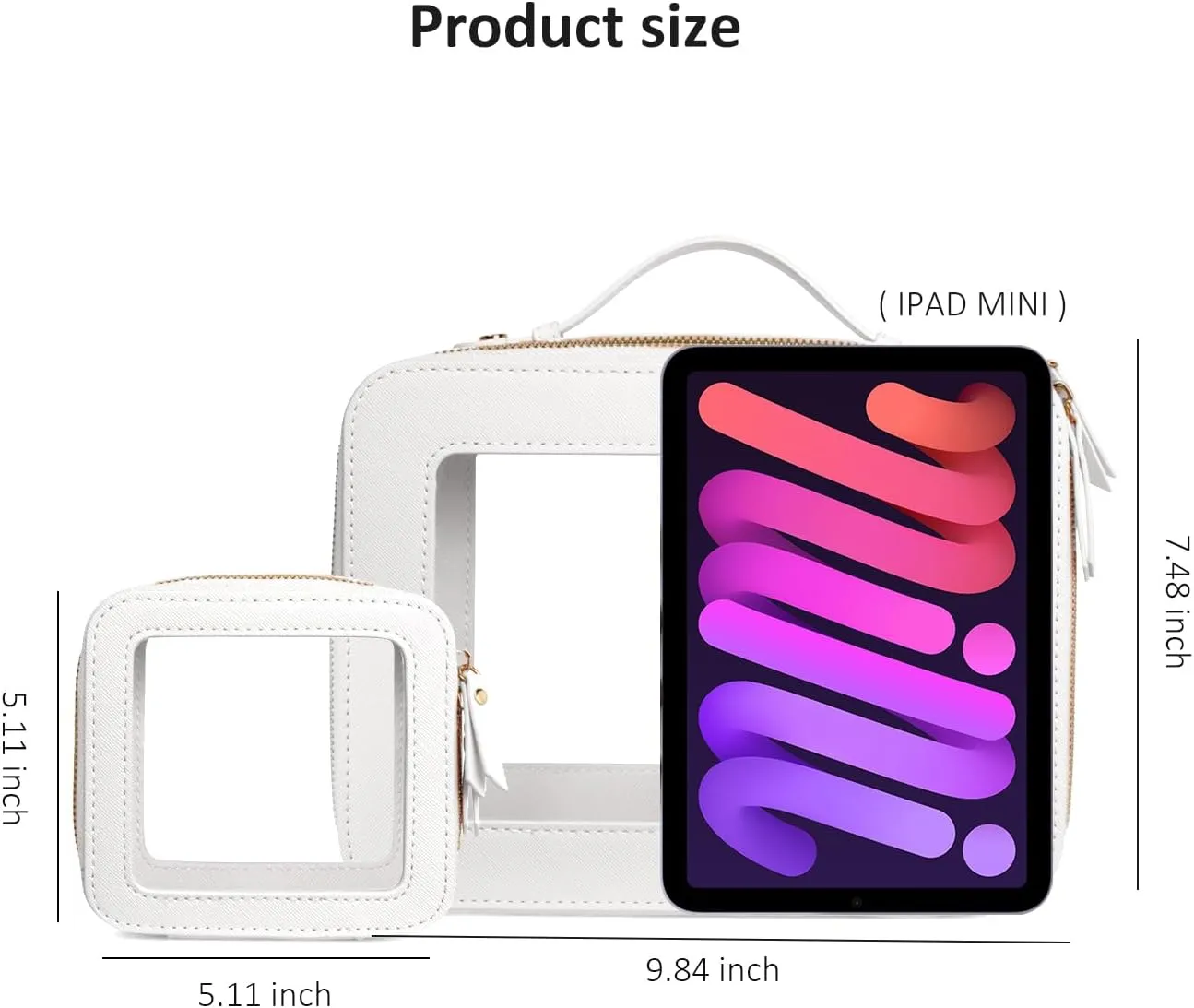LETGO Clear Makeup Bags Set,TSA Approved Toiletry Bag with Zipper,Small Clear Comestic Bag Purse Travel Car Accessories for Women(Mini Large White)