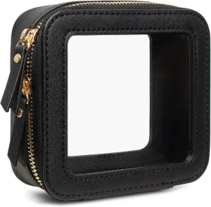 LETGO Small Cosmetic Bag for Purse Mini Makeup Bag for School Cute Clear Make Up Pouch for Travel Make Up Organizer Case for Backpack Toiletry Bag Waterproof Square Pouch with Zipper (Mini Black)