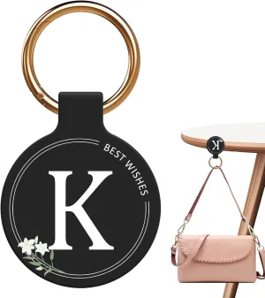 Letter A-Z Magnetic Purse Holder Stylish Floral Design Handbag Hanger for Women Suitable for Table Tops Metal Wall Door Hinge Frame Shopping Cart Show off Your Personality Bag Charms Accessory(K)