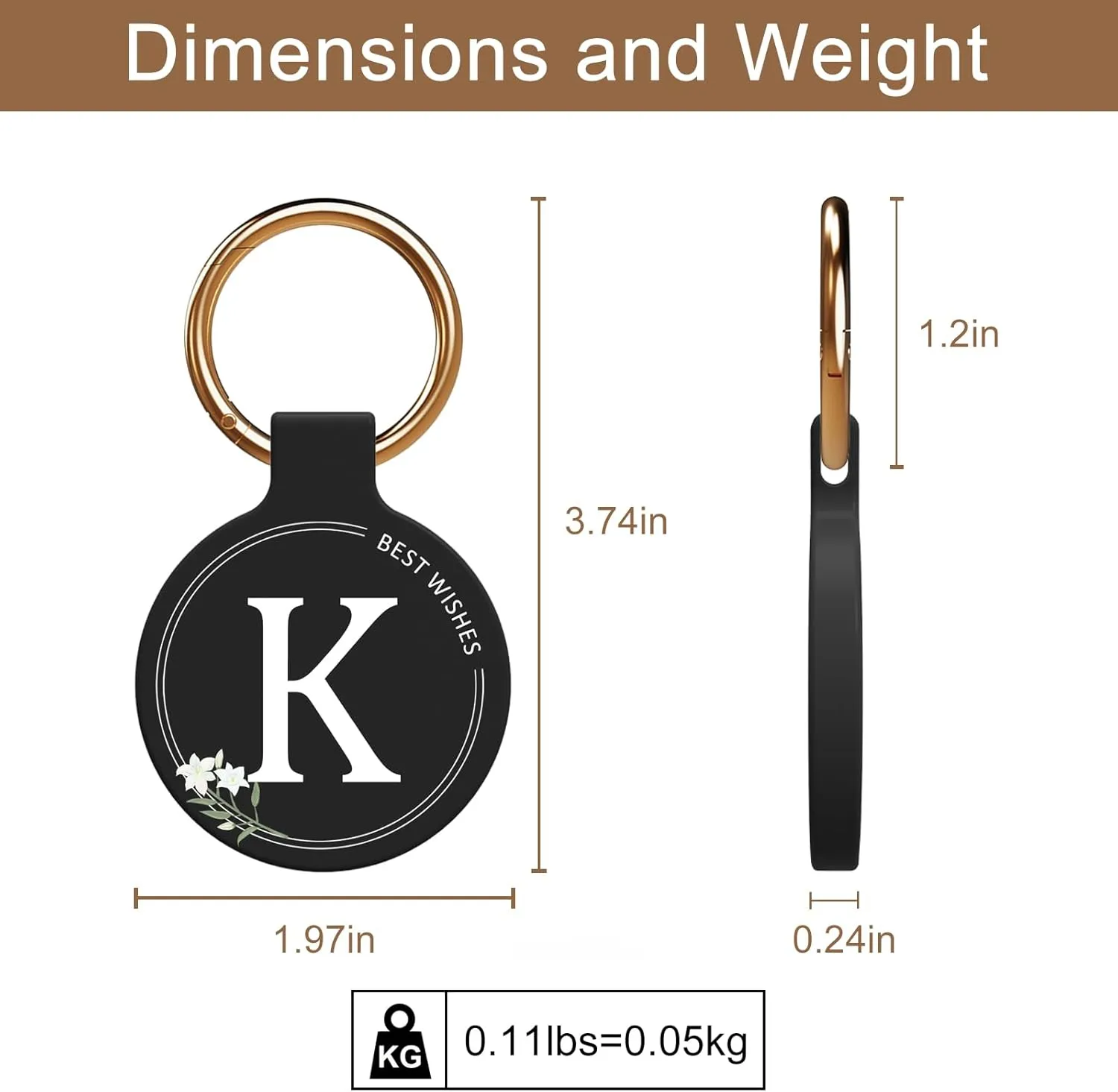 Letter A-Z Magnetic Purse Holder Stylish Floral Design Handbag Hanger for Women Suitable for Table Tops Metal Wall Door Hinge Frame Shopping Cart Show off Your Personality Bag Charms Accessory(K)