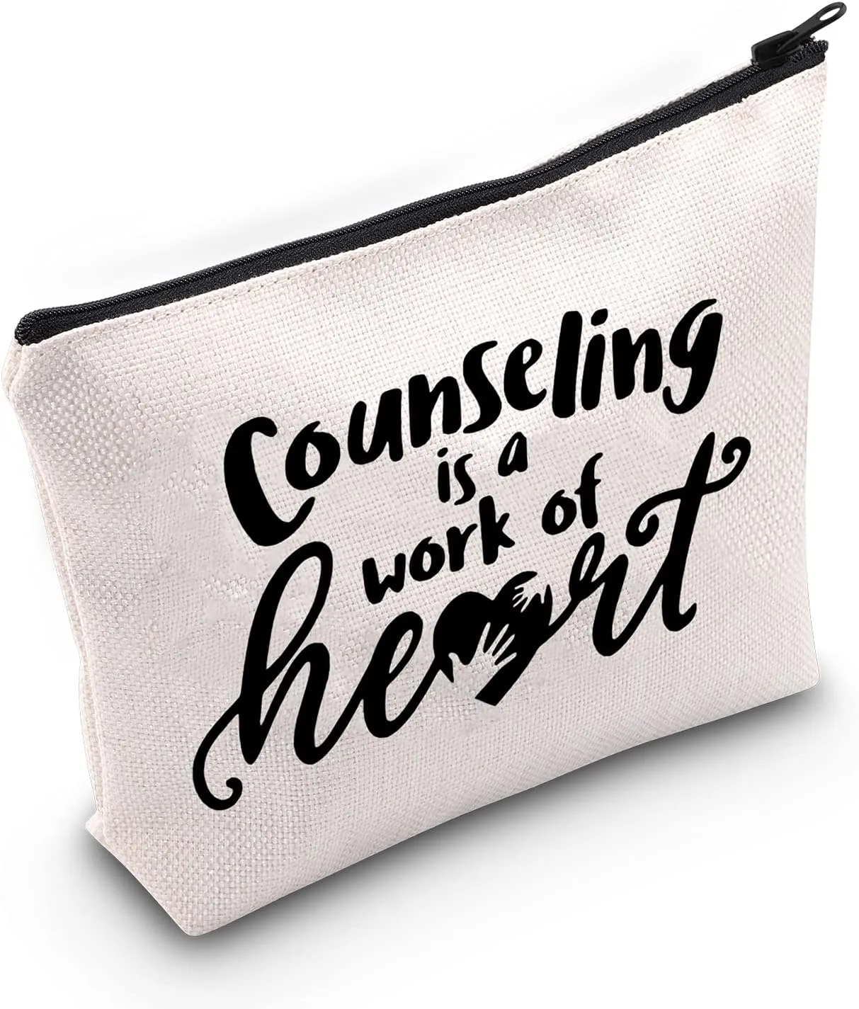 LEVLO Counselor Gifts Counseling is a Work of Heart Makeup Bags Mental Health Counselor Gift for Teacher Guidance Makeup Bags (Counseling is a Work of Heart)
