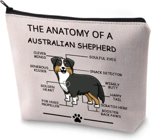 LEVLO Funny Australian Shepherd Lovers Gifts The Anatomy of A Australian Shepherd Cosmetic Bags Australian Shepherd Veterinary Mom Travel Toiletry Bags (Australian Shepherd)