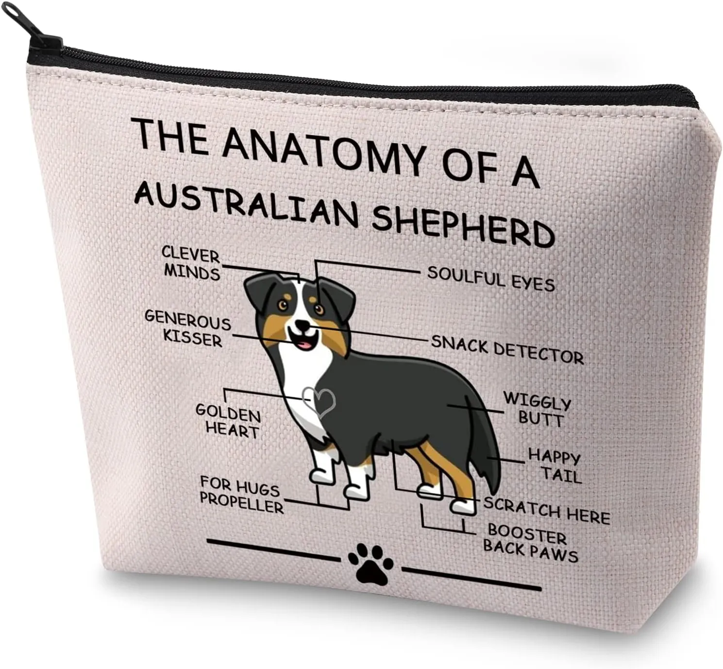LEVLO Funny Australian Shepherd Lovers Gifts The Anatomy of A Australian Shepherd Cosmetic Bags Australian Shepherd Veterinary Mom Travel Toiletry Bags (Australian Shepherd)