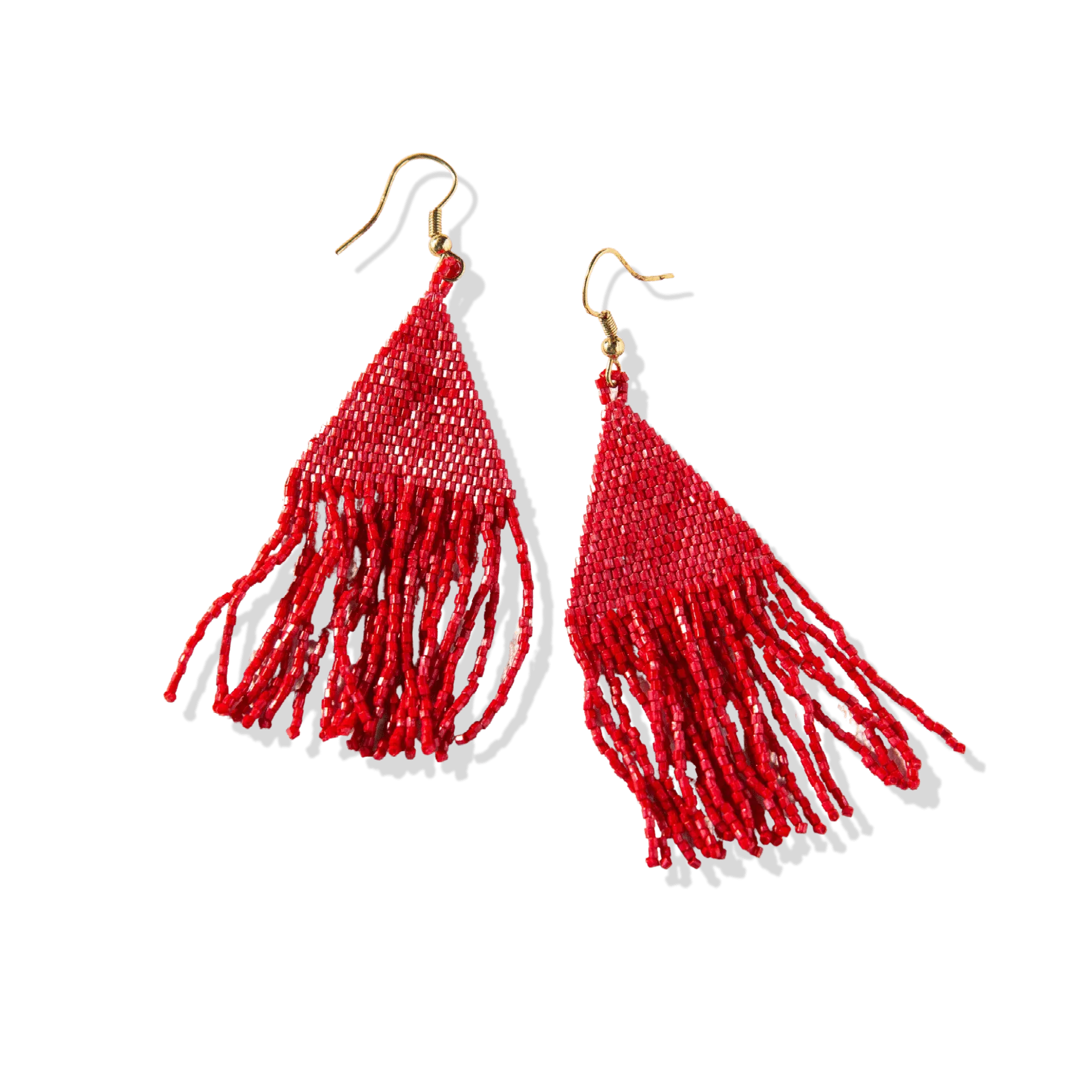 Lexi Beaded Fringe Earring, Red