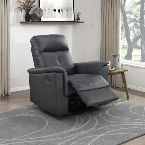 Lexicon Swivel Glider Recliner Chair, Comfy Nursery Glider, Top Grain Leather Match Recliner, Manual Reclining Chair for Living Room/Office/Apartment, Black