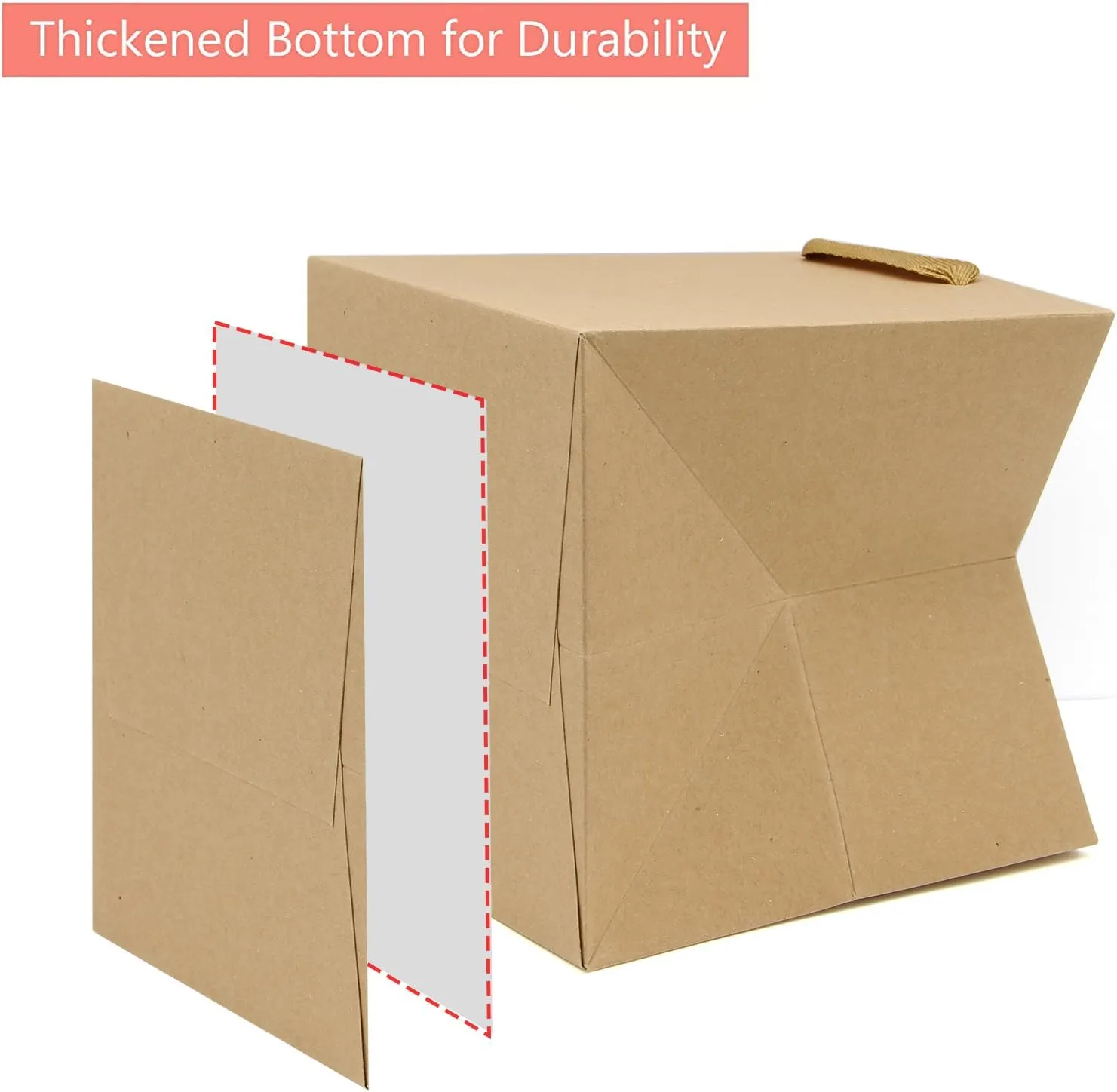 LFCXHTY Kraft Brown Square Gift Bag 8x8 in Square Bottom Paper Bag with Handles for Party Favor, Birthday Gift Bags, Take Out Cake Bags, Floral Bouquet (8 x 8 x 8 in, 20 CT)