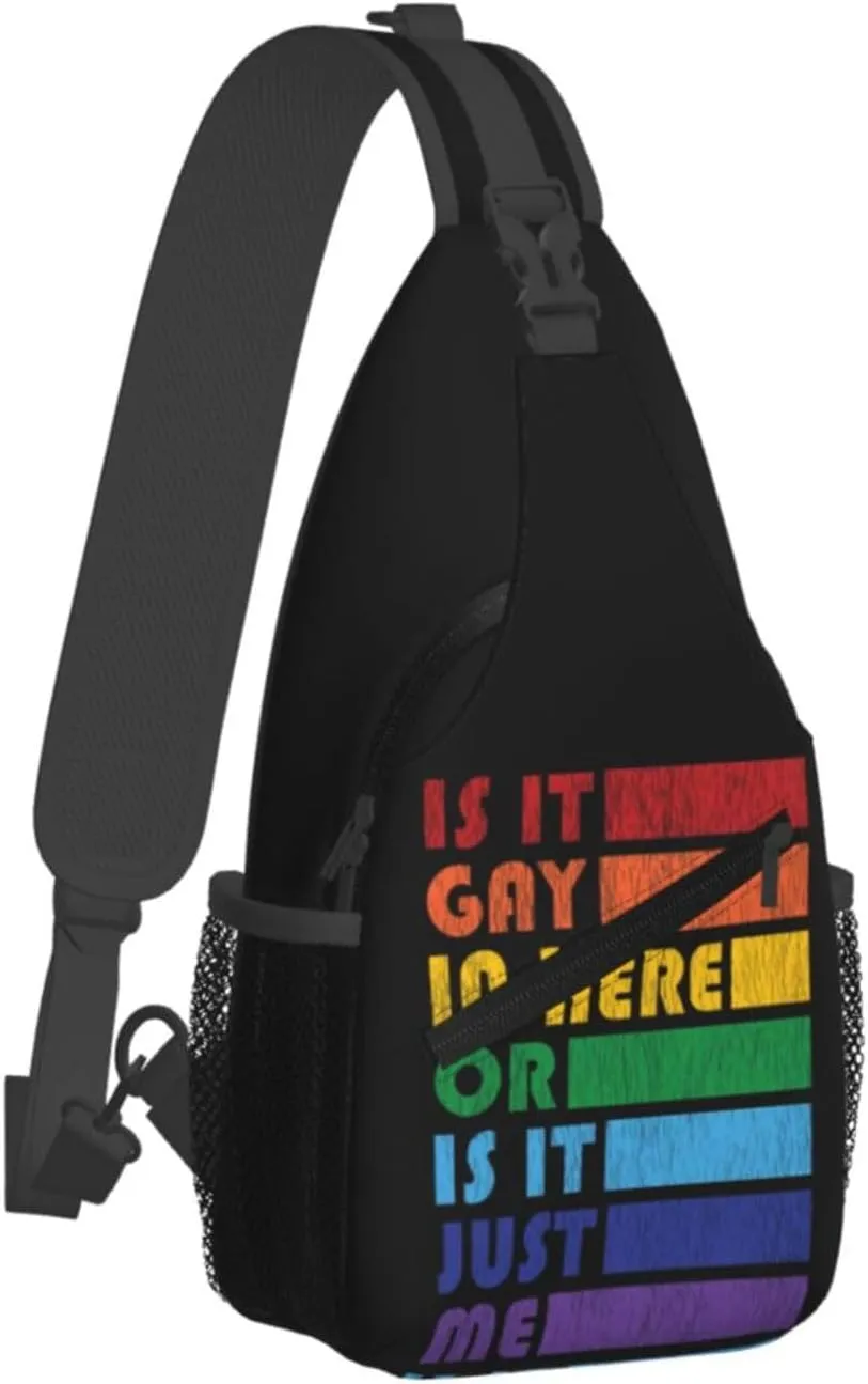 LGBT Gay Pride Love Rainbow Heart Crossbody Bag Adjustable Sling Bag Casual Chest Bags Travel Shoulder Backpack