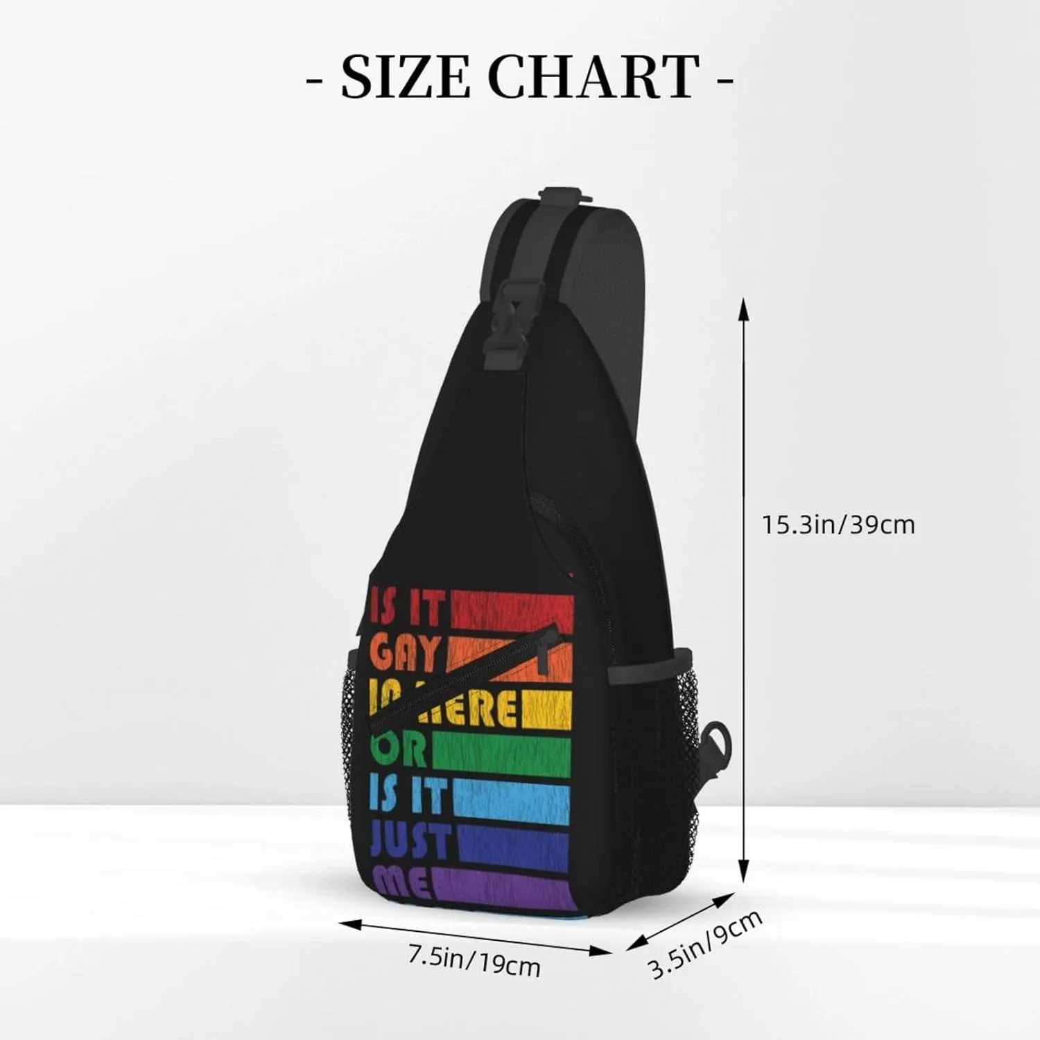 LGBT Gay Pride Love Rainbow Heart Crossbody Bag Adjustable Sling Bag Casual Chest Bags Travel Shoulder Backpack