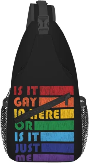 LGBT Gay Pride Love Rainbow Heart Crossbody Bag Adjustable Sling Bag Casual Chest Bags Travel Shoulder Backpack