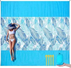LH Beach Blanket Sandproof, 107"*90" Extra Large Waterproof Beach Mat for 2-8 Adults, Picnic Blankets for Camping, Beach Essentials Big & Compact Quick Drying, Lightweight & Durable with 4 Stakes