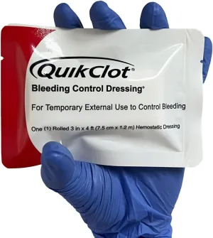Lightning X Products QuikClot Clotting Gauze - Bleeding Hemmorhage Control Dressing 3" x 48" (4ft) - Public Access Hemostatic