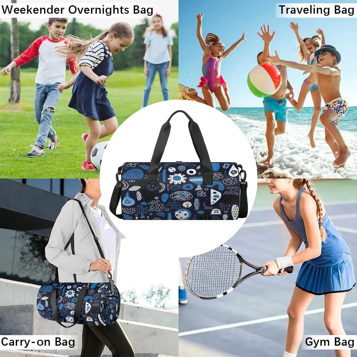 Lightweight Travel Duffle Bag Abstract Pattern Gym Bag for Women Men Stylish Small Duffle Bag for Fitness Yoga Travel Overnight Sport