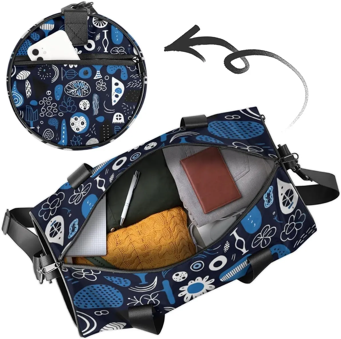 Lightweight Travel Duffle Bag Abstract Pattern Gym Bag for Women Men Stylish Small Duffle Bag for Fitness Yoga Travel Overnight Sport