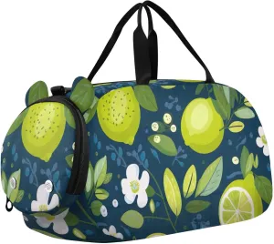Lime Pattern Duffle Bag for Girl, Sports Duffle Gym Bags with Shoe Compartment, Personalized Overnight Bag Travel Weekender for Kids