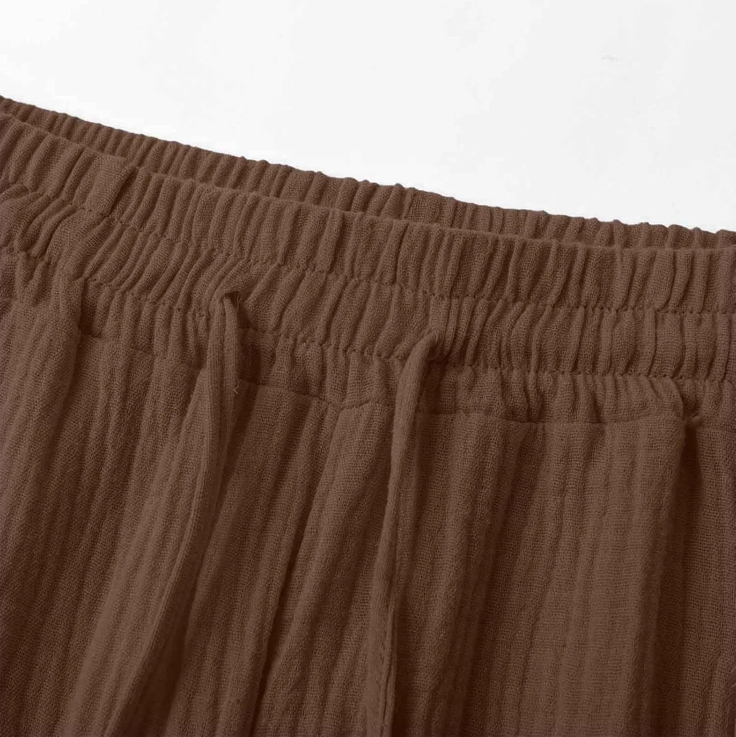 Linen Capri Pants for Women Elastic Waist Straight Leg Lightweight Beach Vacation Capris Summer Casual Lounge Pants
